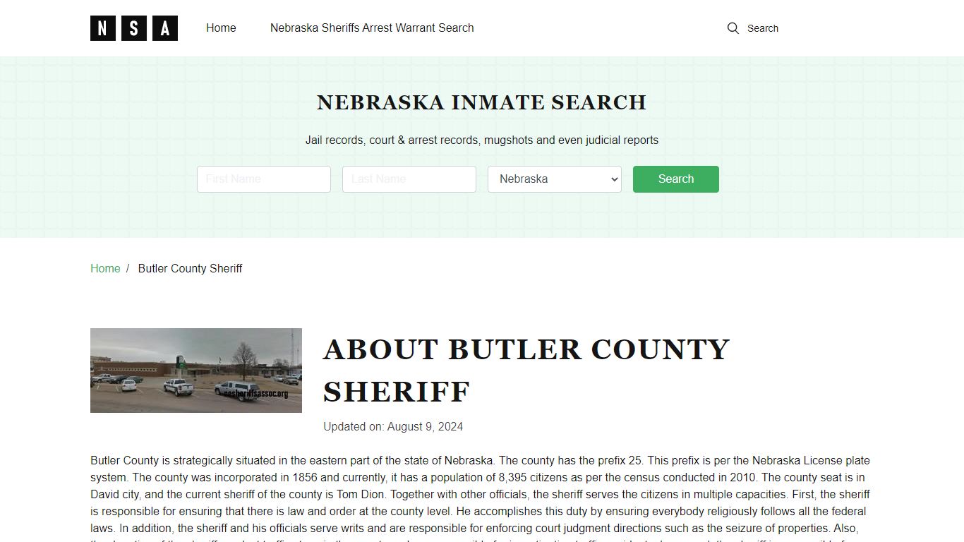 Butler County Sheriff, Nebraska and County Jail Information