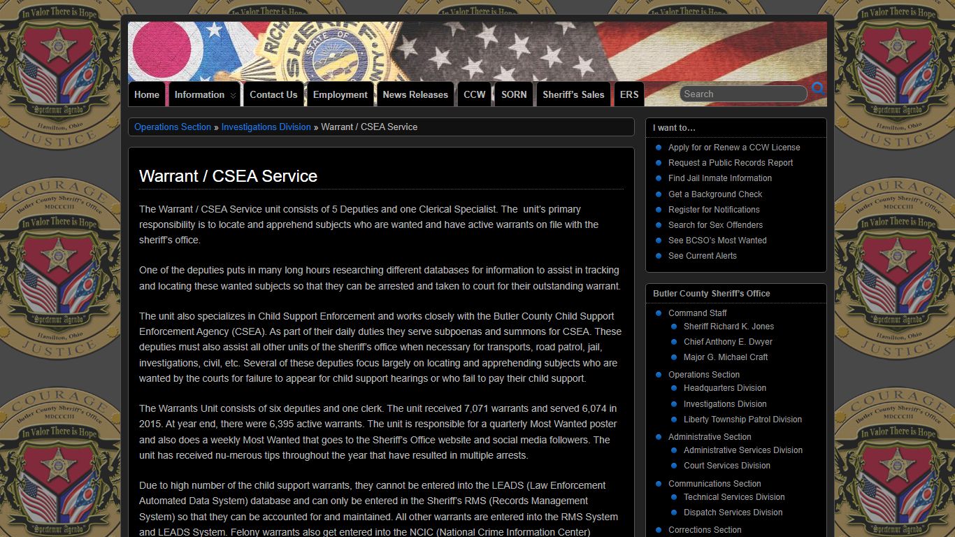 Warrant / CSEA Service » Butler County Sheriff's Office