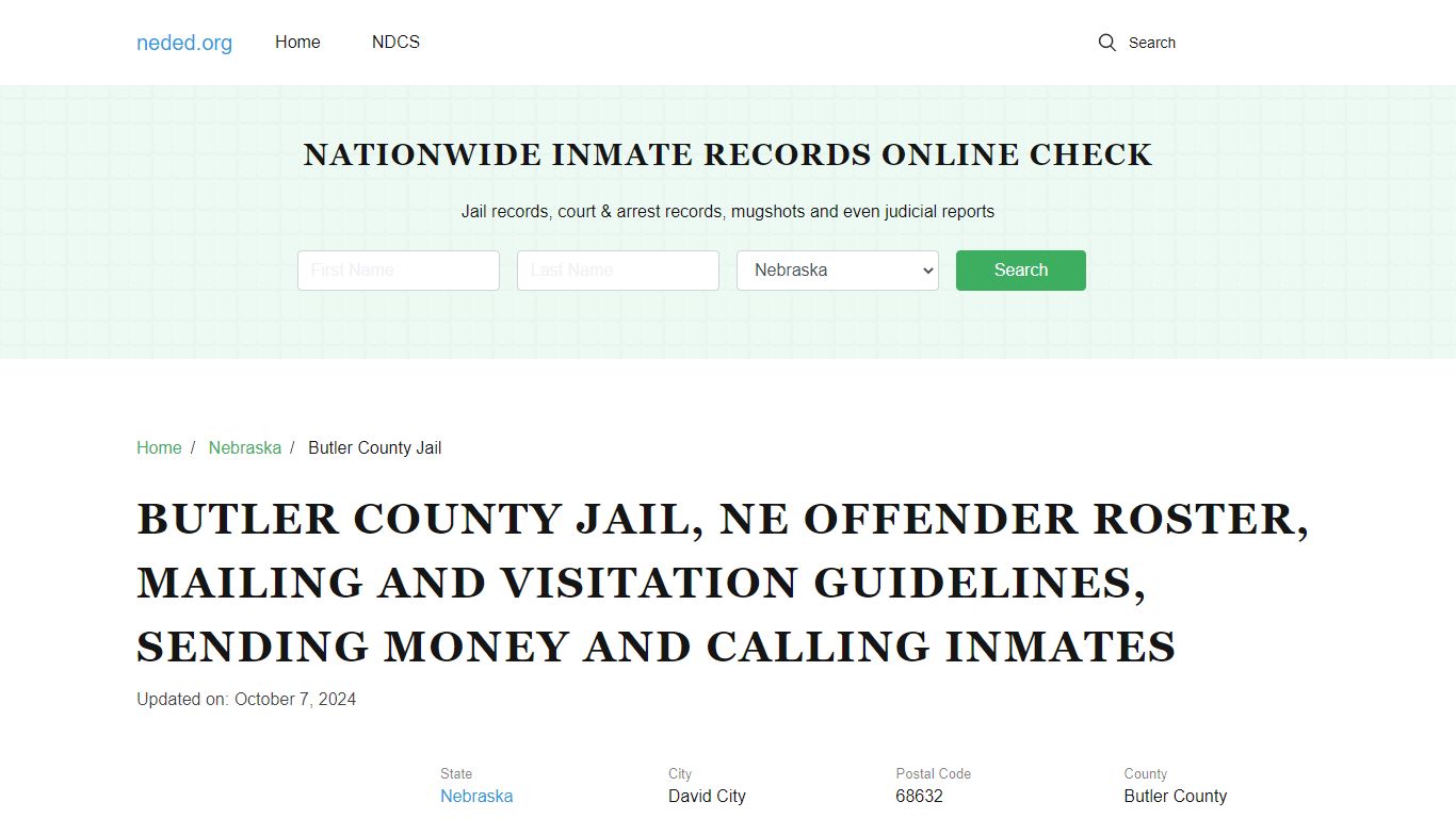 Butler County Jail, NE: Inmate Search, Visitation & Contact Info